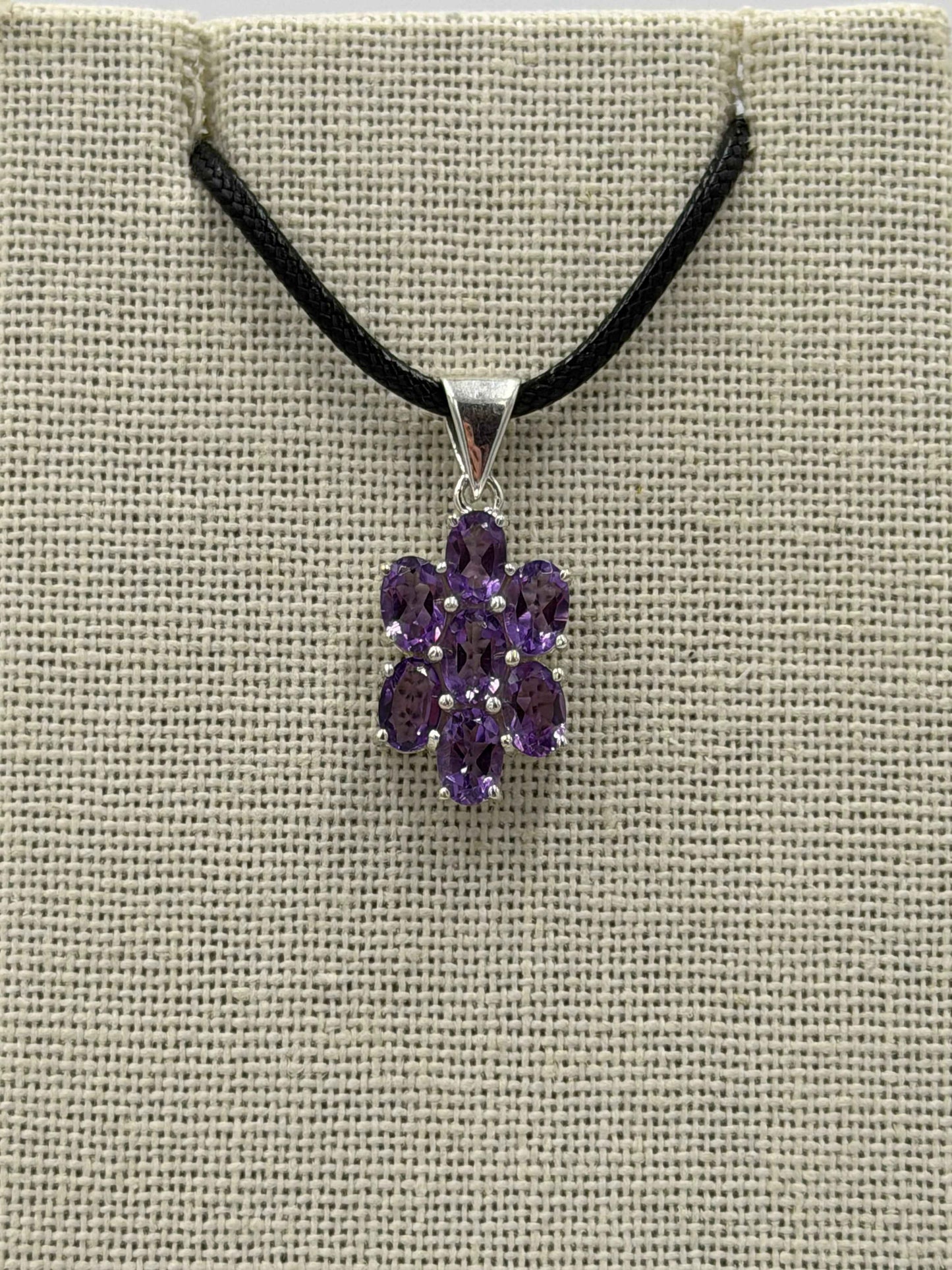 Sterling Silver Amethyst Flower Pendant