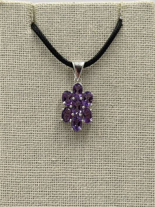 Sterling Silver Amethyst Flower Pendant