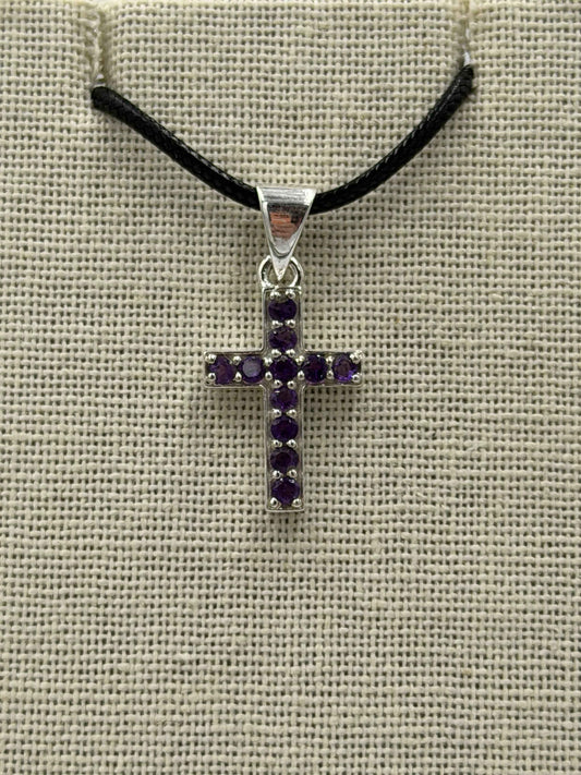 Sterling Silver Amethyst Cross Pendant