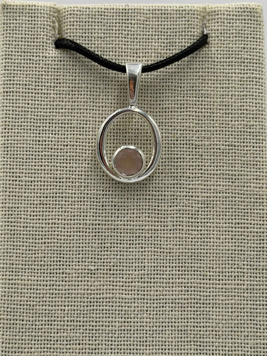 Sterling Silver Open Bubble Rose Quartz Pendant