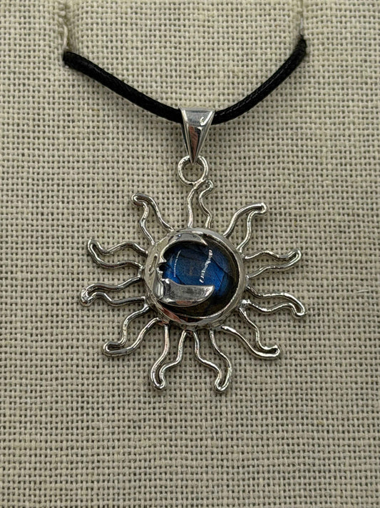 Sterling Silver Sun & Moon Labradorite Pendant