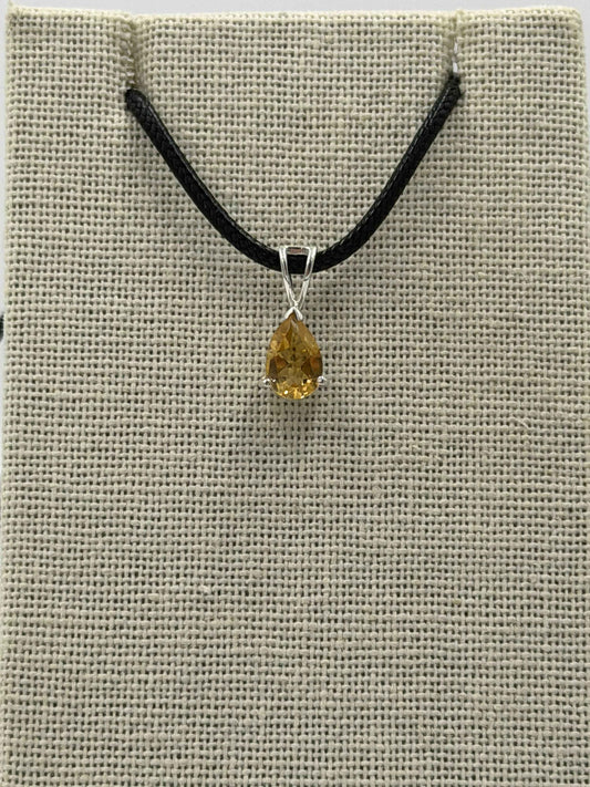 Sterling Silver Teardrop Citrine Pendant