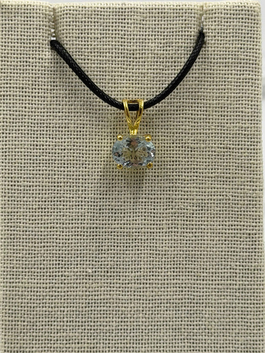 Gold Vermeil Horizon Oval Aquamarine Pendant