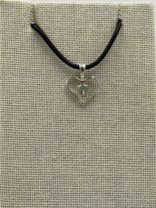 Sterling Silver Heart Aquamarine Pendant