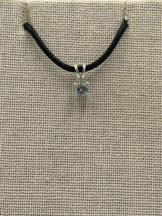 Sterling Silver Square Aquamarine Pendant