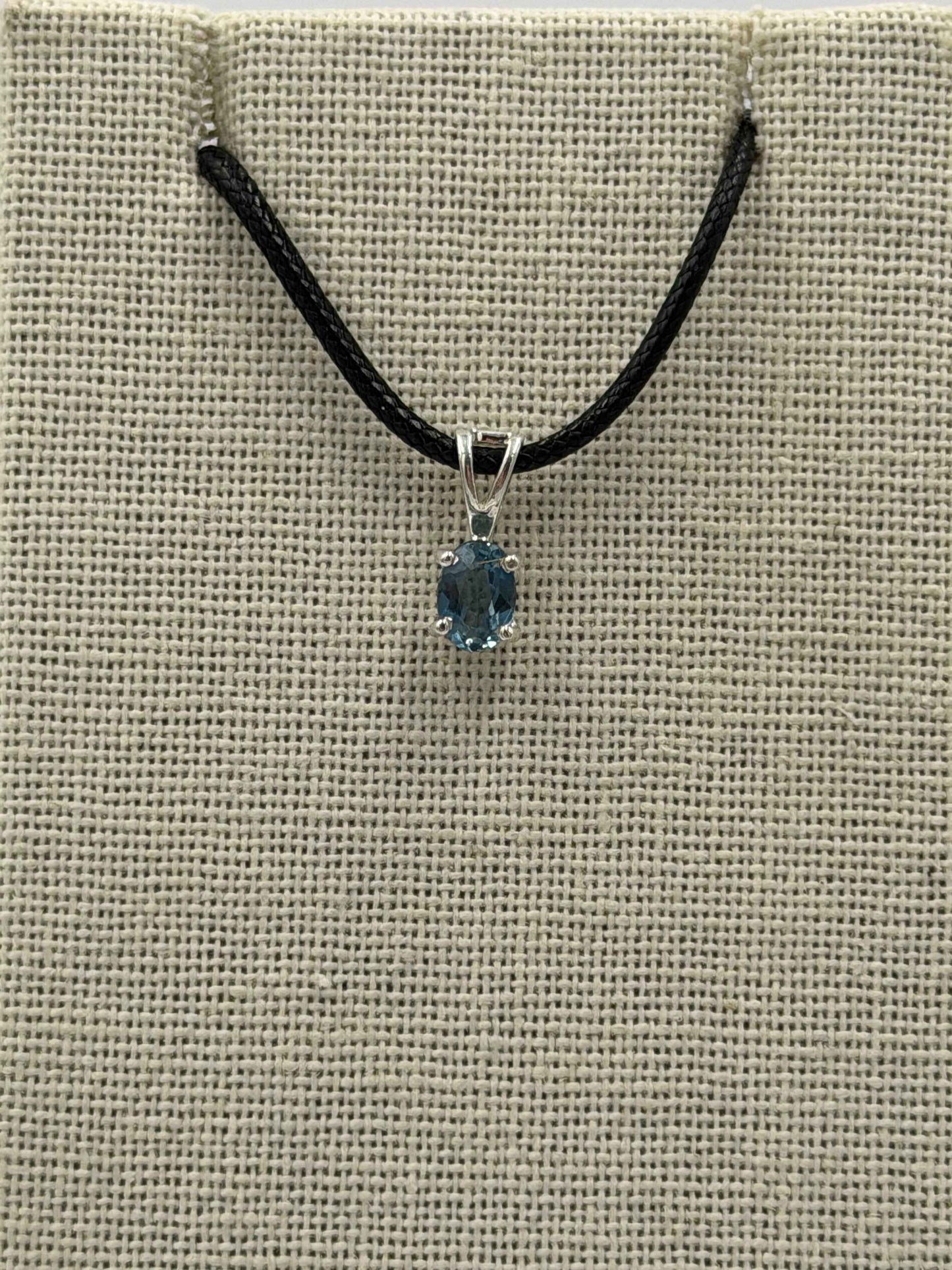 Sterling Silver Oval London Blue Topaz Pendant Size 2