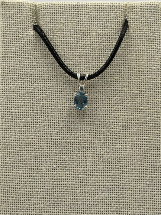 Sterling Silver Oval London Blue Topaz Pendant Size 2