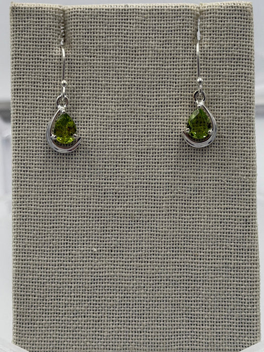 Sterling Silver Teardrop Peridot Dangle Earrings