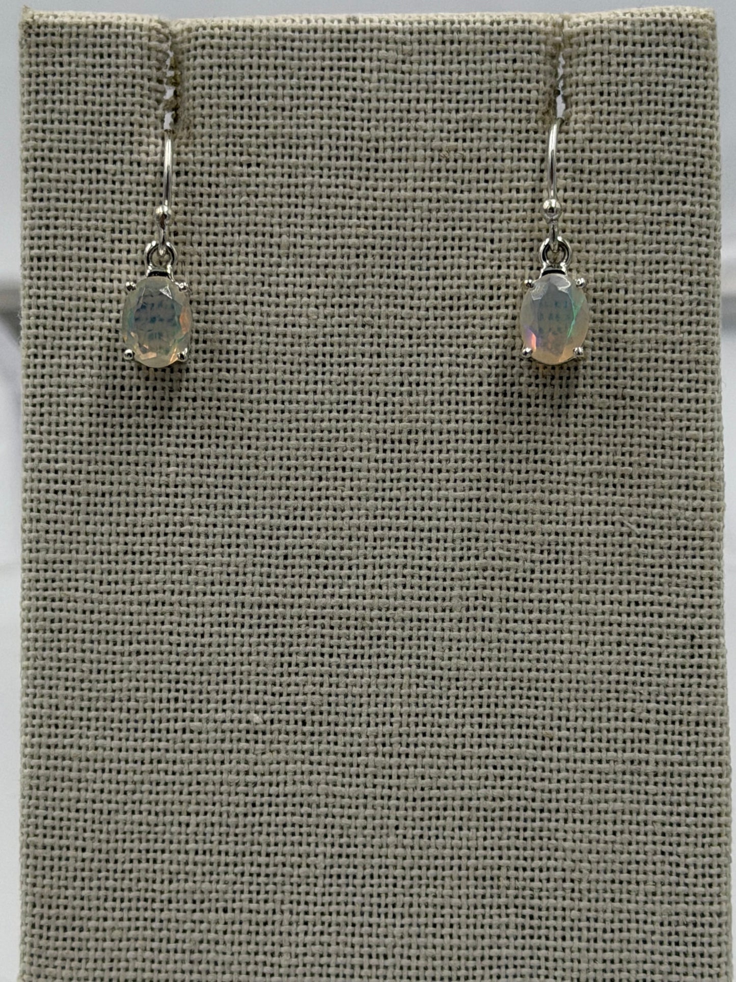 Sterling Silver Oval Ethiopian Opal Dangle Earrings Size 2