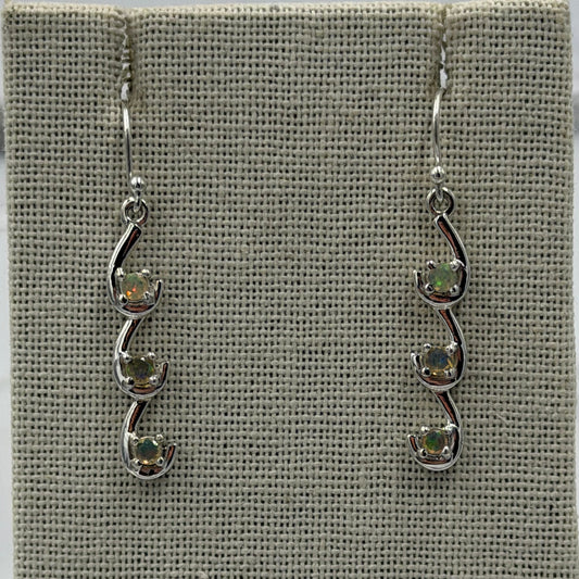 Sterling Silver Triple Cascade Ethiopian Opal Dangle Earrings