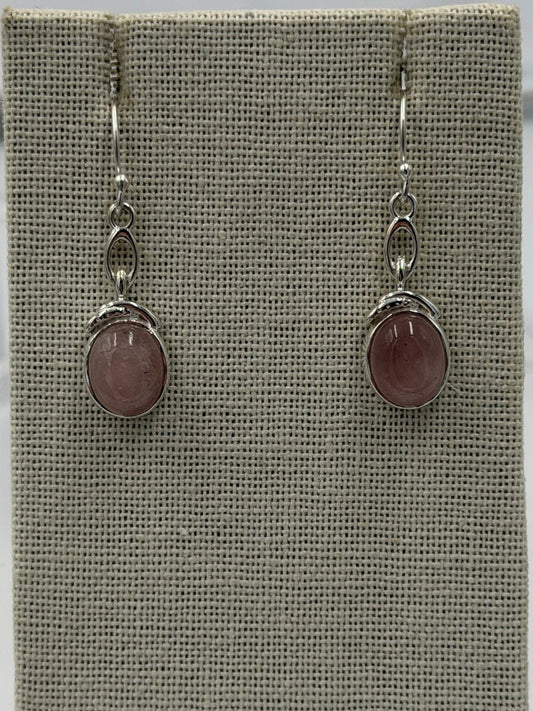 Sterling Silver Rose Single Chain Quartz Dangle Earrings