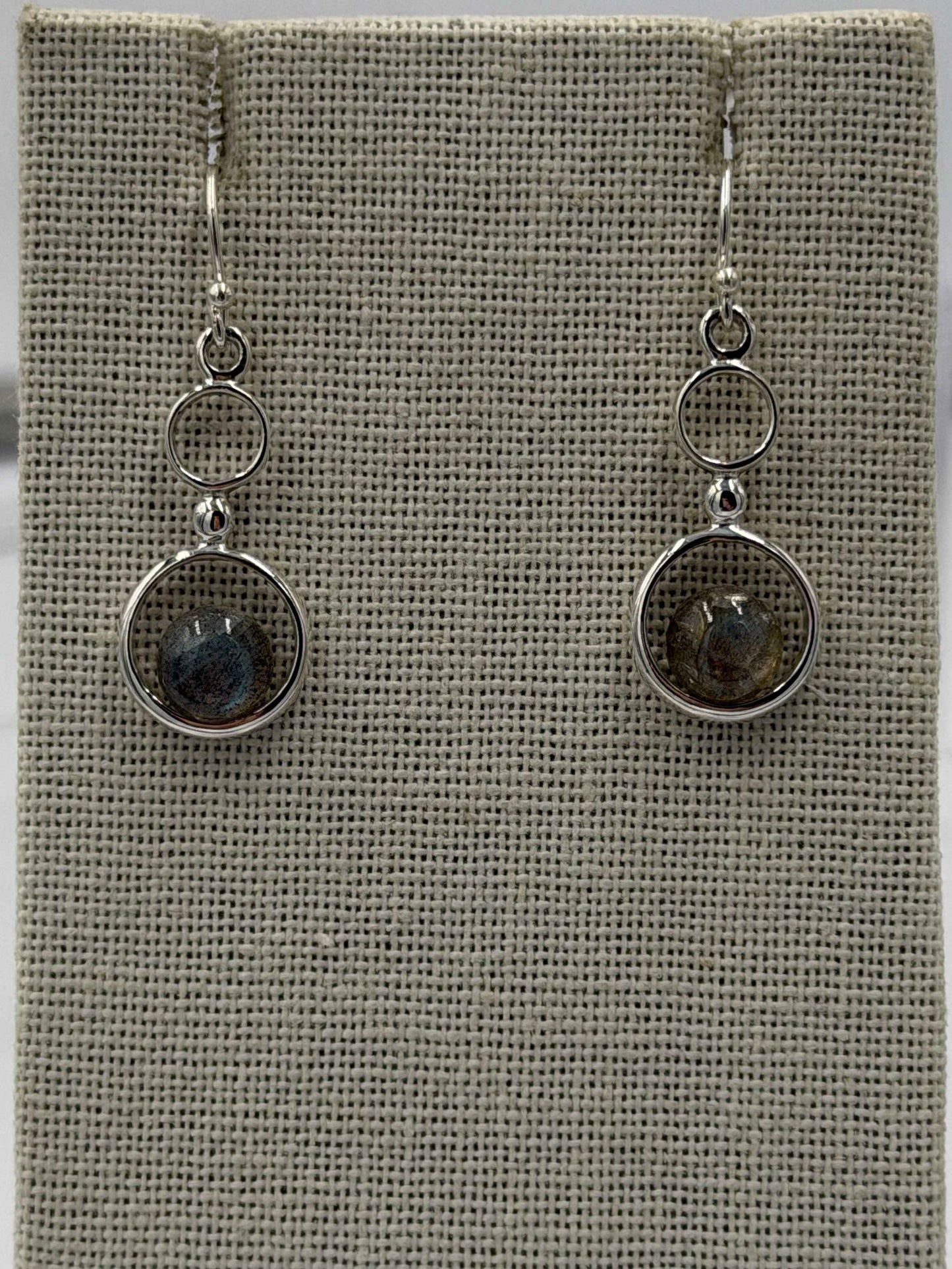Sterling Silver Double Bubble Labradorite Dangle Earrings