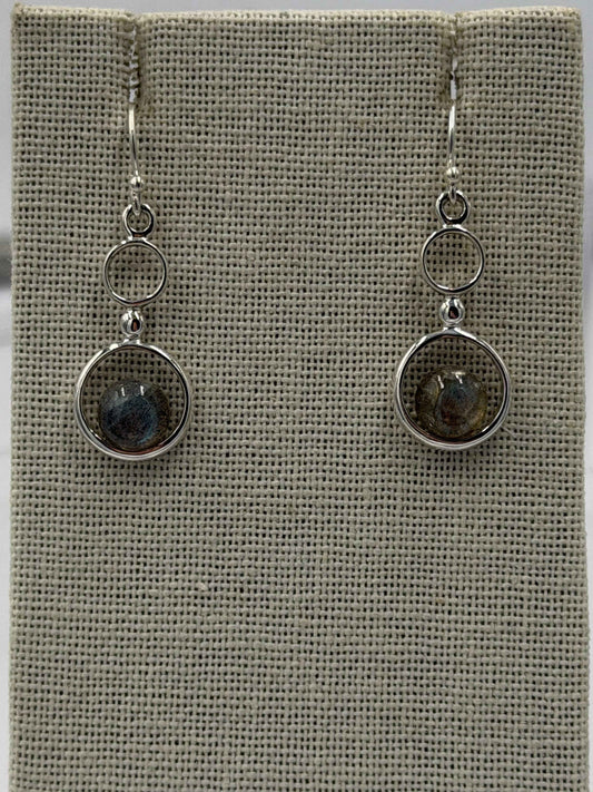 Sterling Silver Double Bubble Labradorite Dangle Earrings
