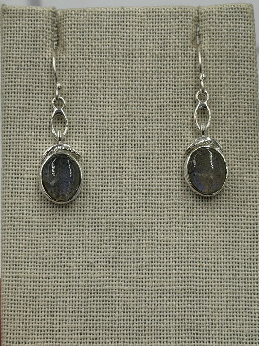 Sterling Silver Single Chain Labradorite Dangle Earrings