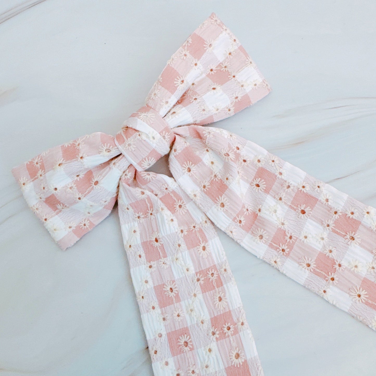 Daisy Picnic Gingham Bow Hair Clip