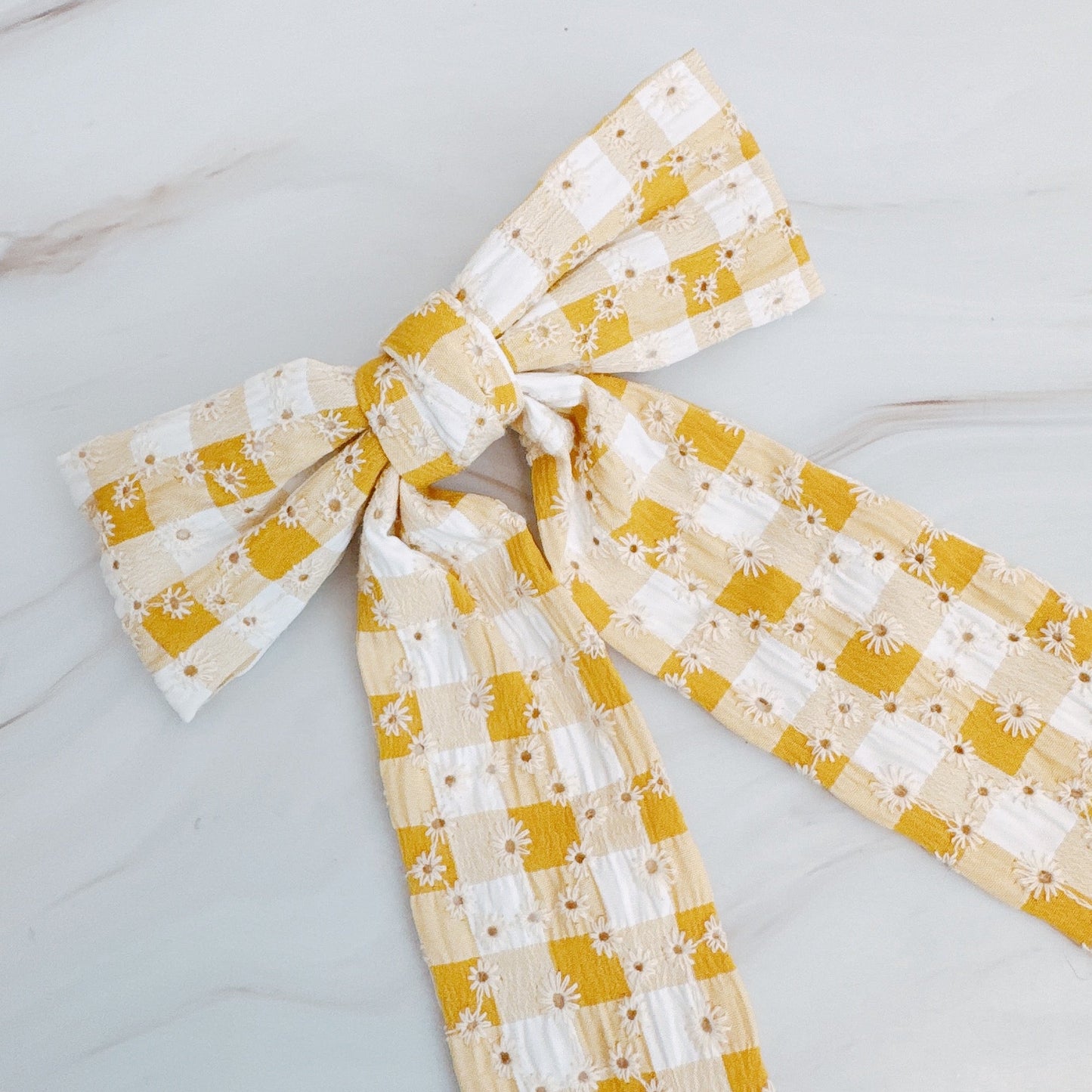 Daisy Picnic Gingham Bow Hair Clip