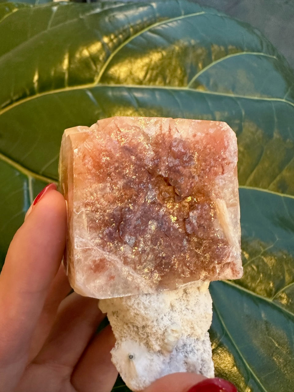 Red Apophyllite Cube (Md) from Pune, India