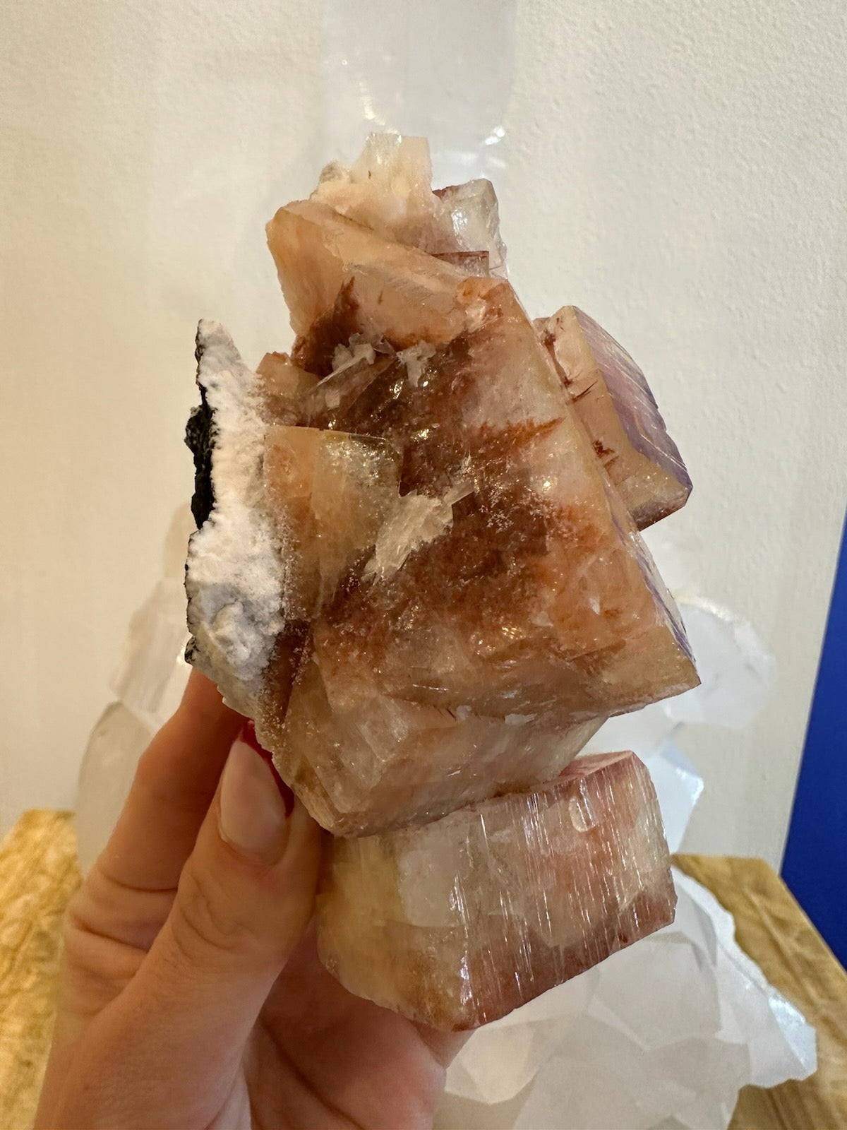 Red Apophyllite Cube with Stilbite on Matrix from Pune, India