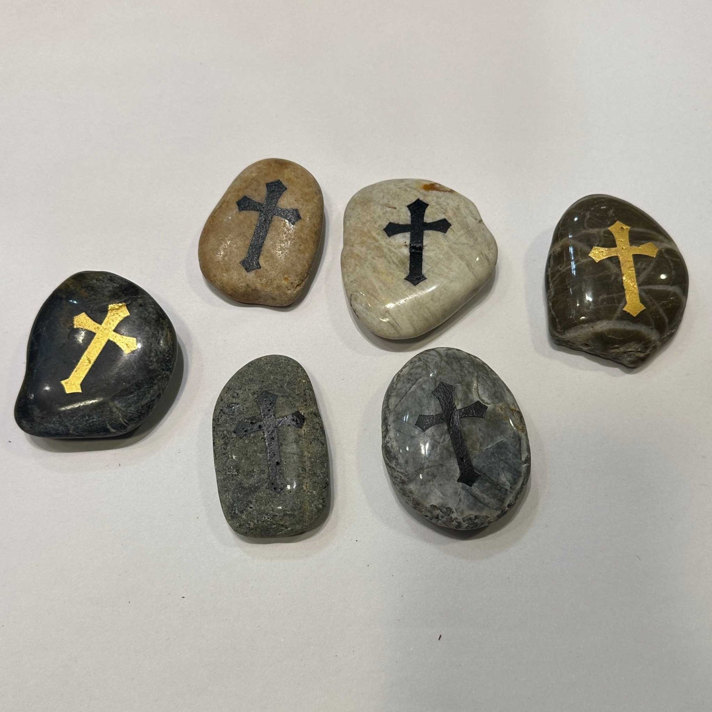 Cross Engraved Palm Stone - Approx. 3"