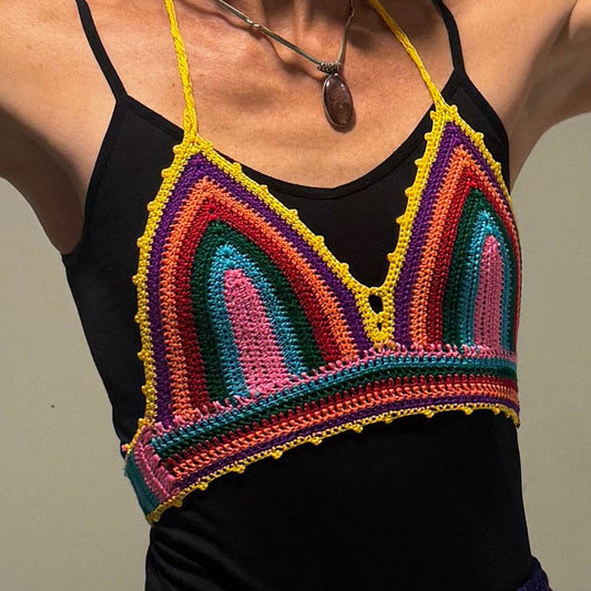 Crochet Rainbow Bikini Top
