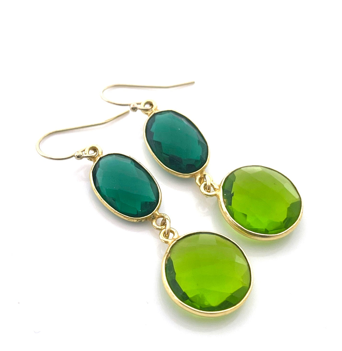 Green Envy Earrings – Emerald & Peridot Hydro Quartz, 14K Gold Filled