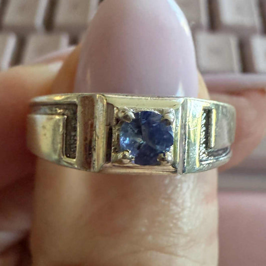 Geometric Tanzanite Sterling Silver Ring – Sizes 7 & 9 – Intuition, Strength & Clear Insight