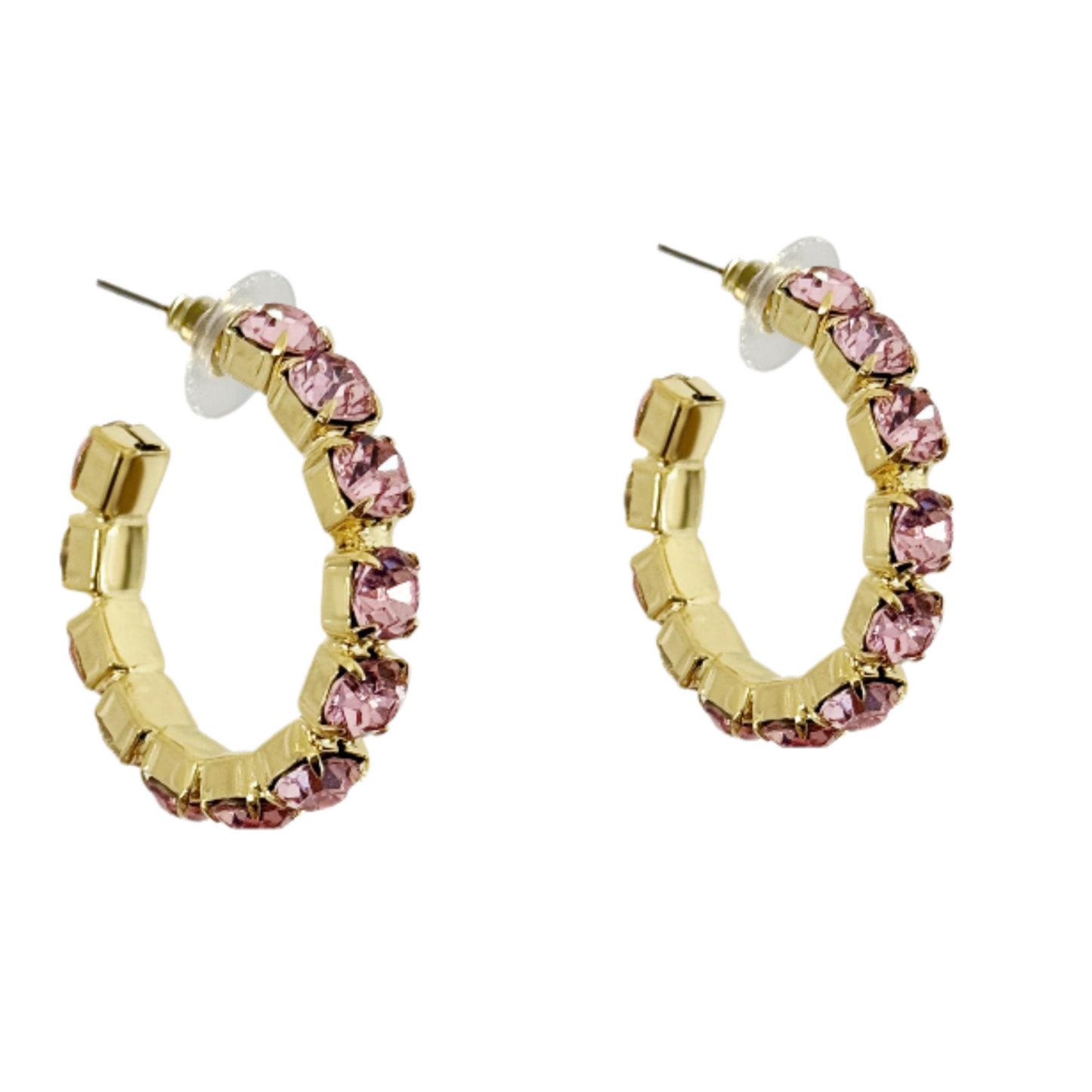 Daphne Pink Crystal Hoops
