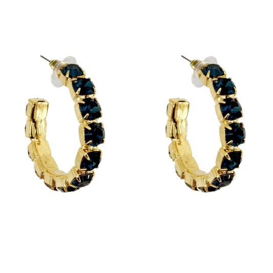 Daphne Dark Blue Crystal Hoops