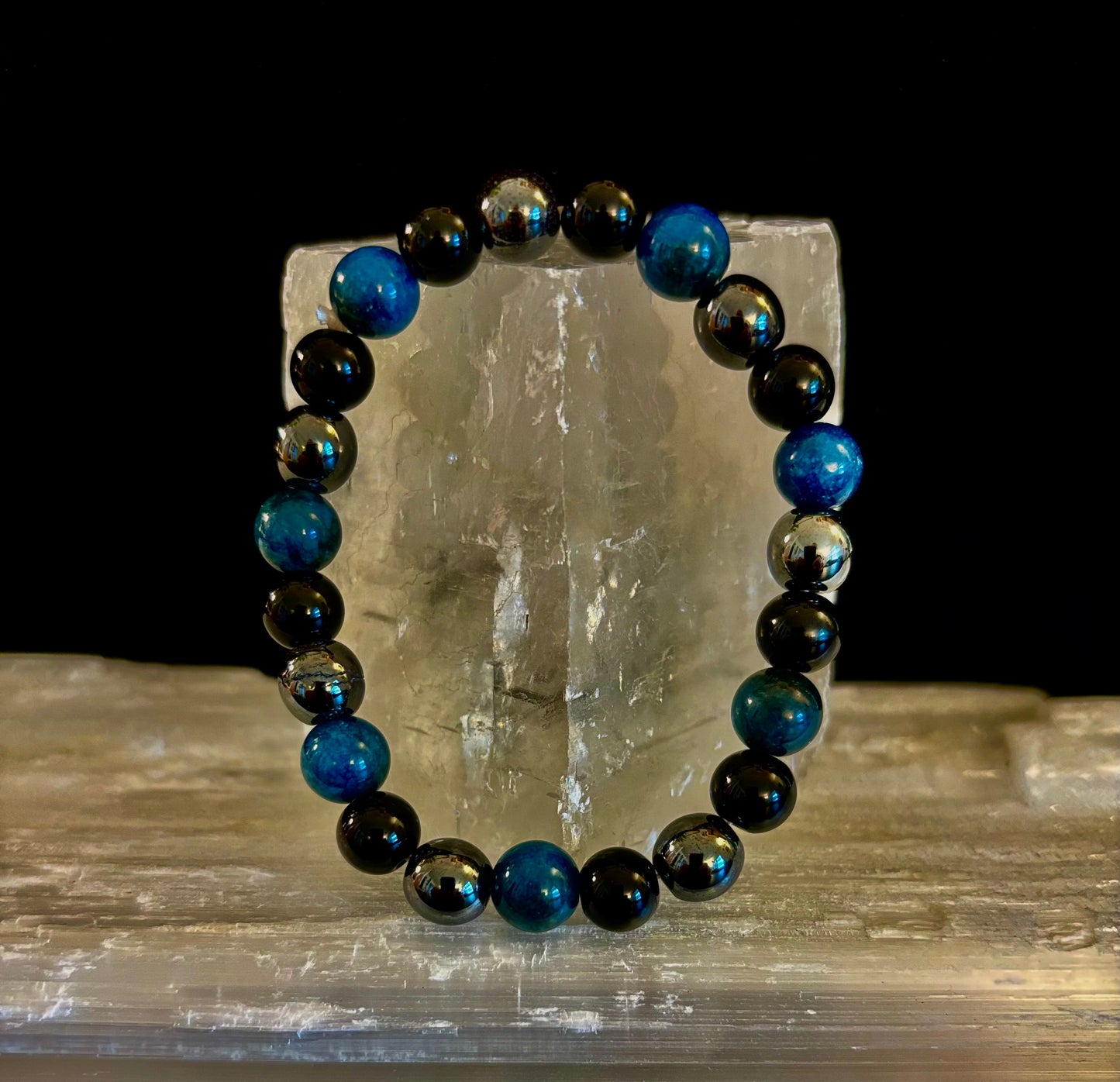 Triple Protection Bracelet - Blue Tiger Eye, Black Obsidian, Hematite