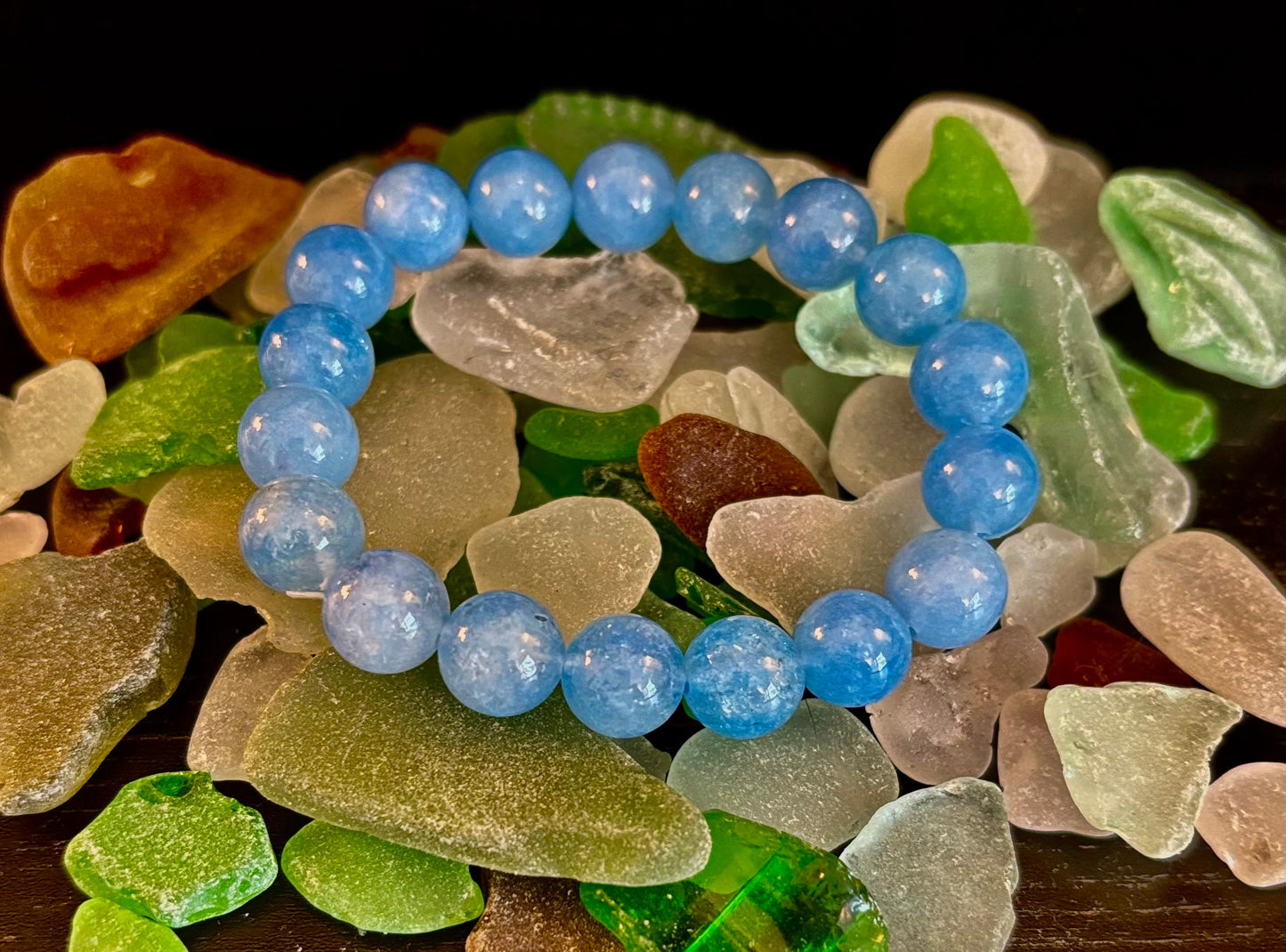 Natural Aquamarine Beaded Bracelet – Embrace tranquility and clarity