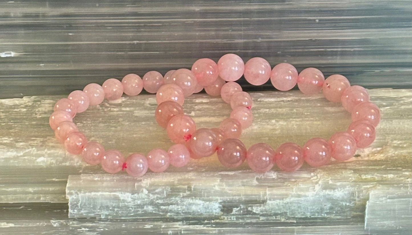 Rose Quartz Healing Bracelet – Love • Compassion • Emotional Balance (8mm, 10mm, 12mm Beads)