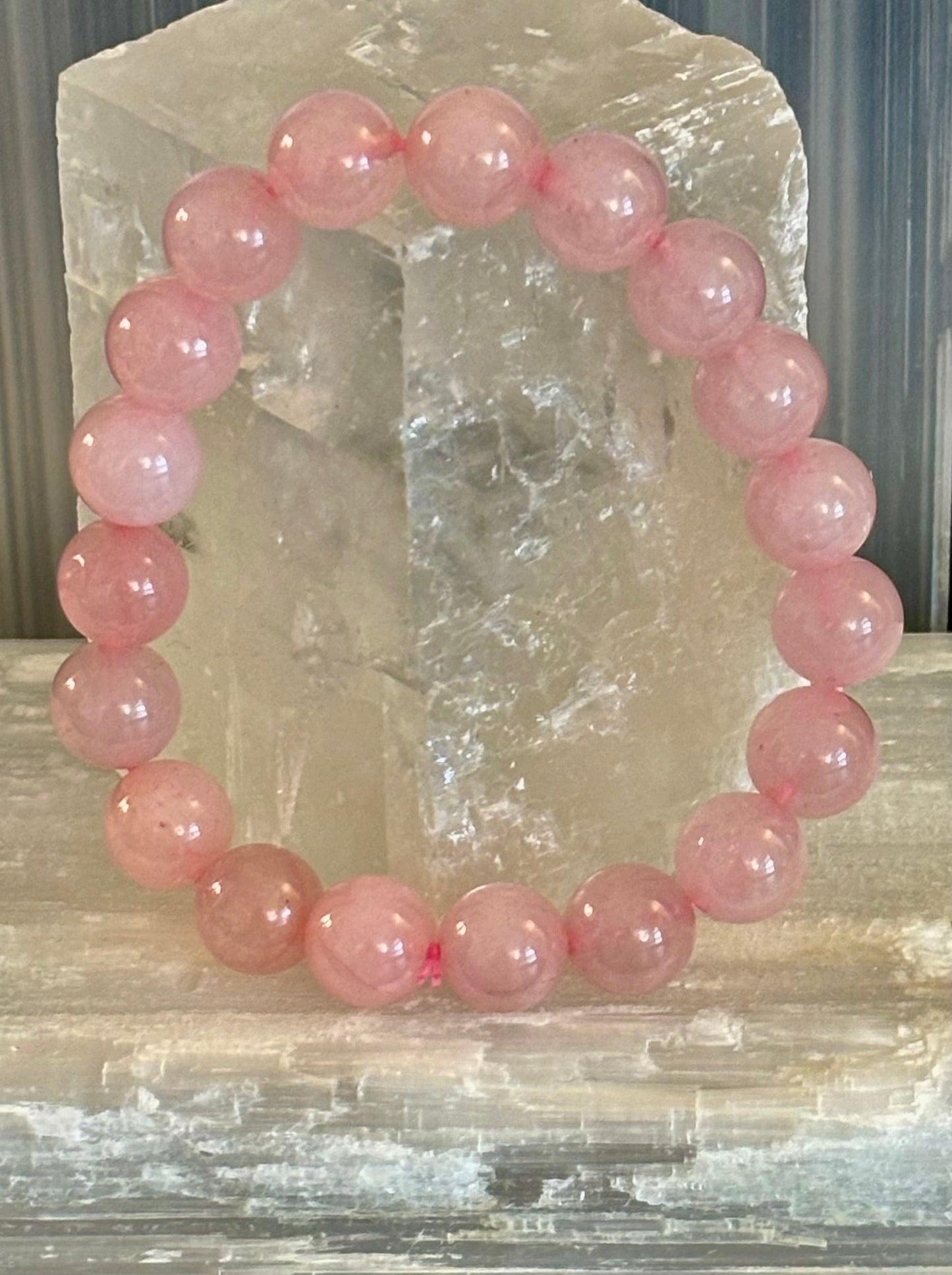 Rose Quartz Healing Bracelet – Love • Compassion • Emotional Balance (8mm, 10mm, 12mm Beads)