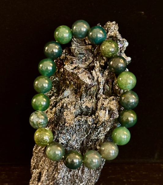 Natural Moss Agate Bracelet – Grounding, Growth & Calm