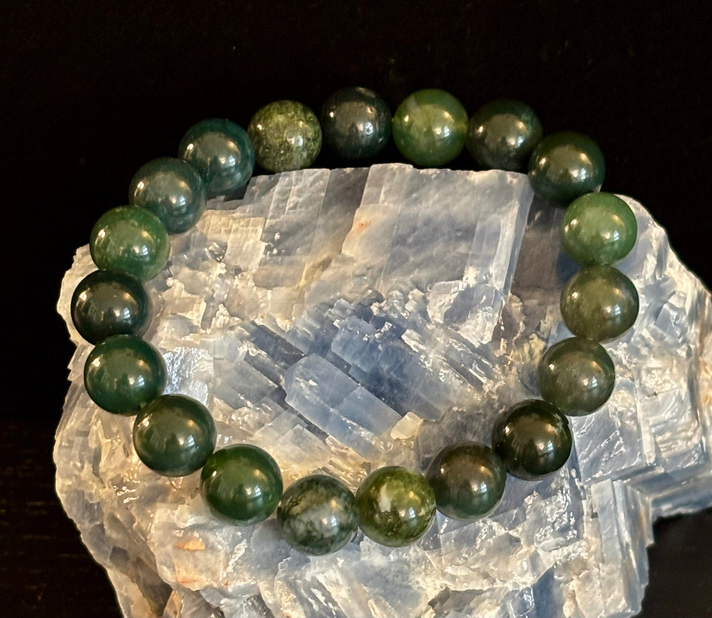 Natural Moss Agate Bracelet – Grounding, Growth & Calm