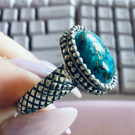 Turquoise Snake Band Ring — Sizes 8 and 9