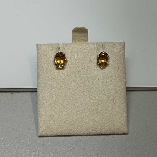 Citrine Oval Post Earrings – Sterling Silver