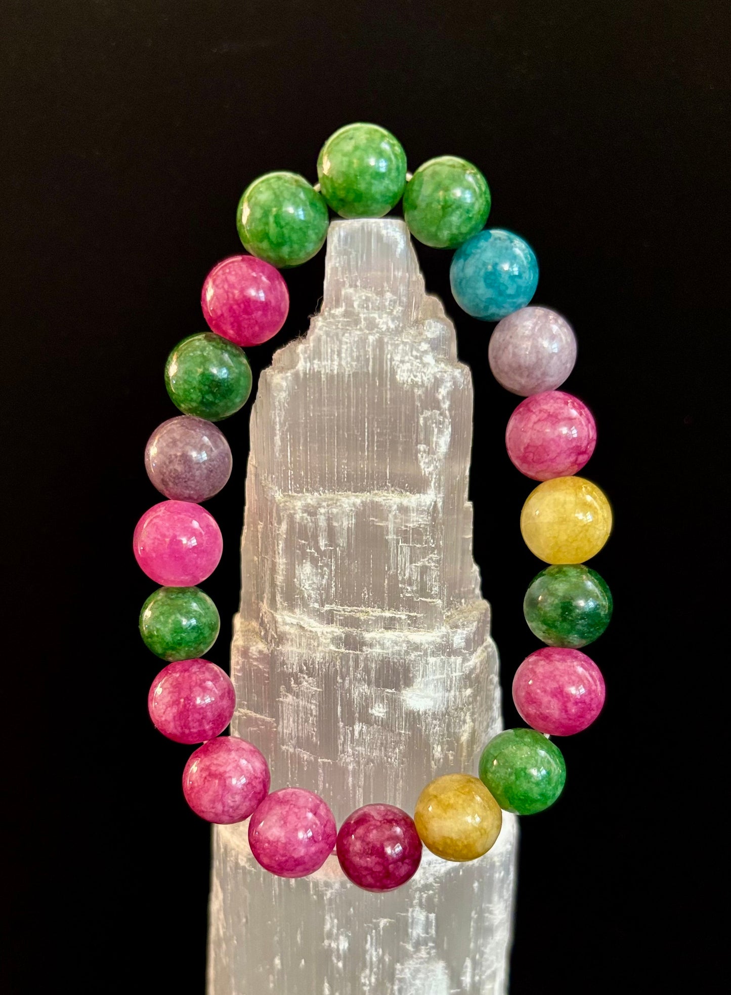 Natural Multicolor Tourmaline Bracelet – 8mm or 10mm Beads for Energy, Protection & Joy