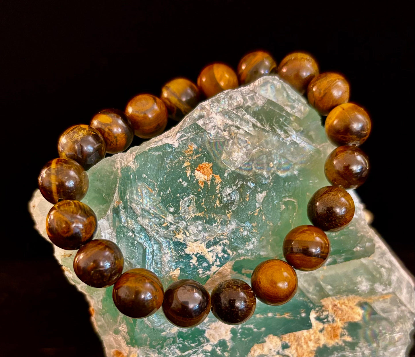Natural Tiger Eye Beaded Bracelet – Stone of Prosperity, Courage, and Protection