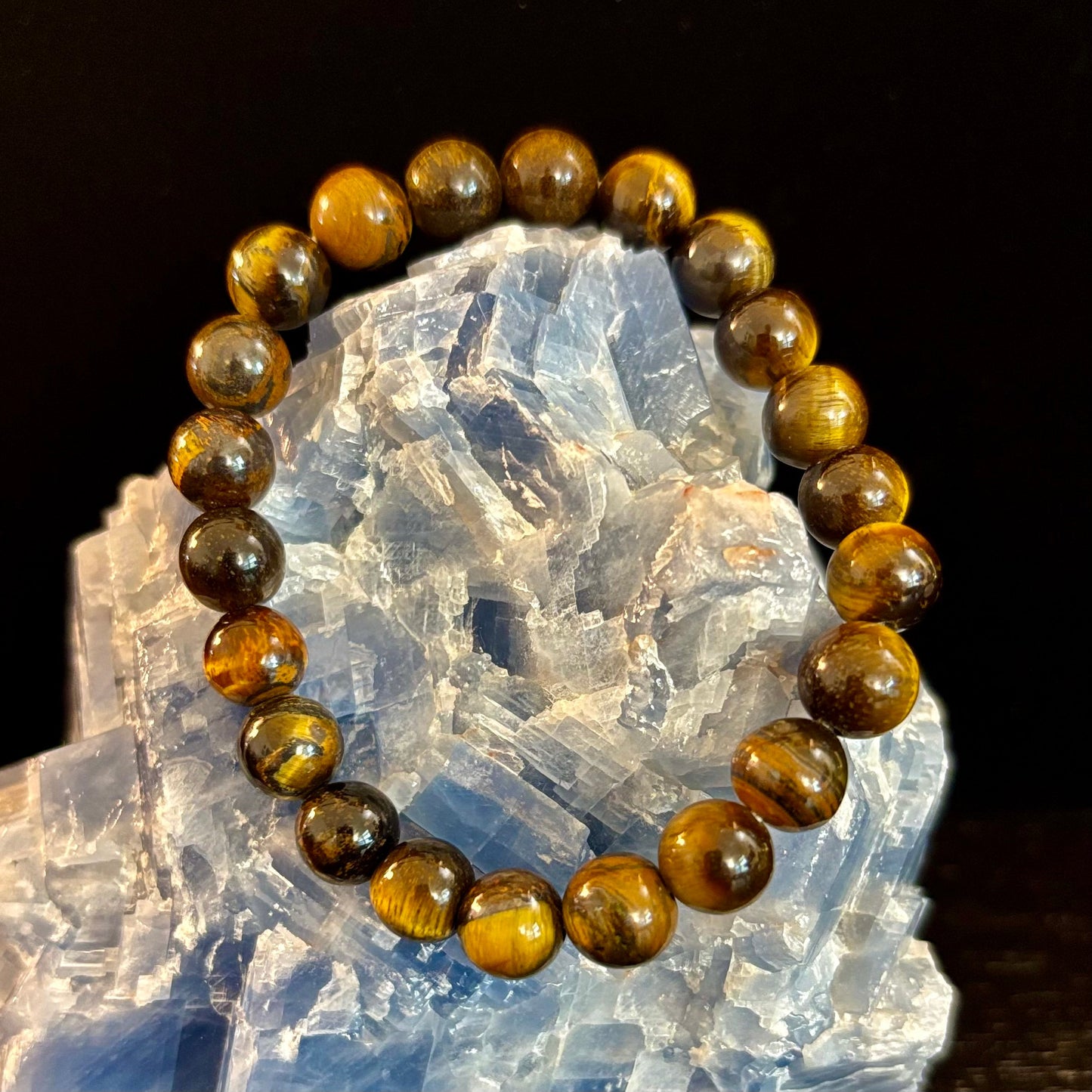 Natural Tiger Eye Beaded Bracelet – Stone of Prosperity, Courage, and Protection