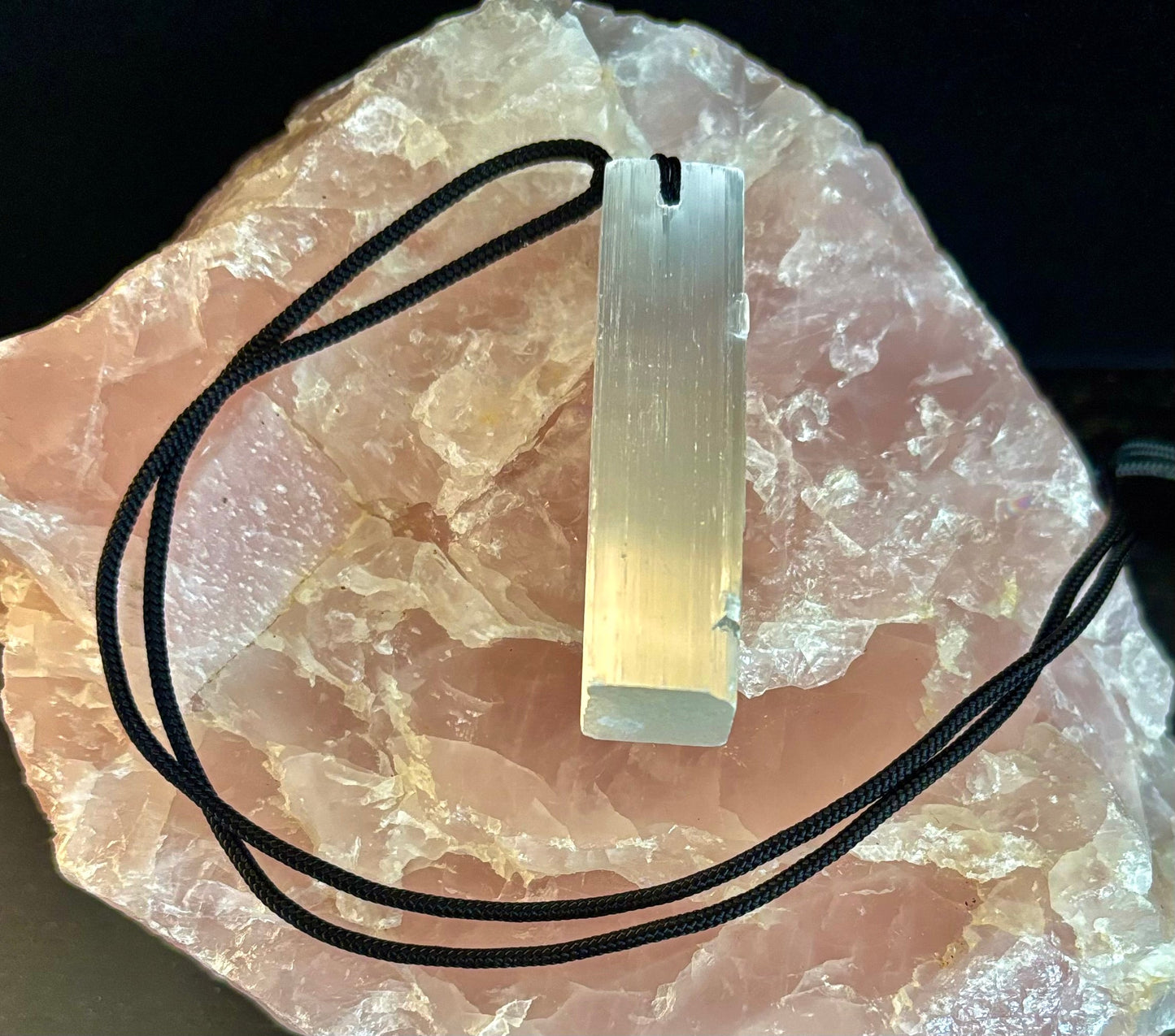 Selenite Pendant Rough Stone Necklace – Cleanse, Balance & Protect