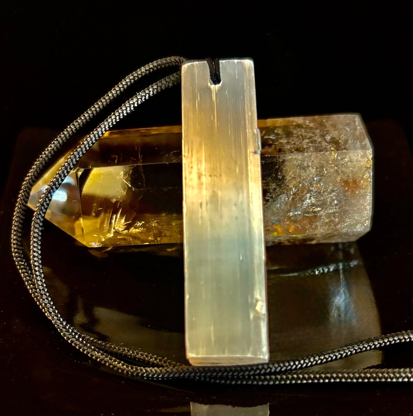 Selenite Pendant Rough Stone Necklace – Cleanse, Balance & Protect