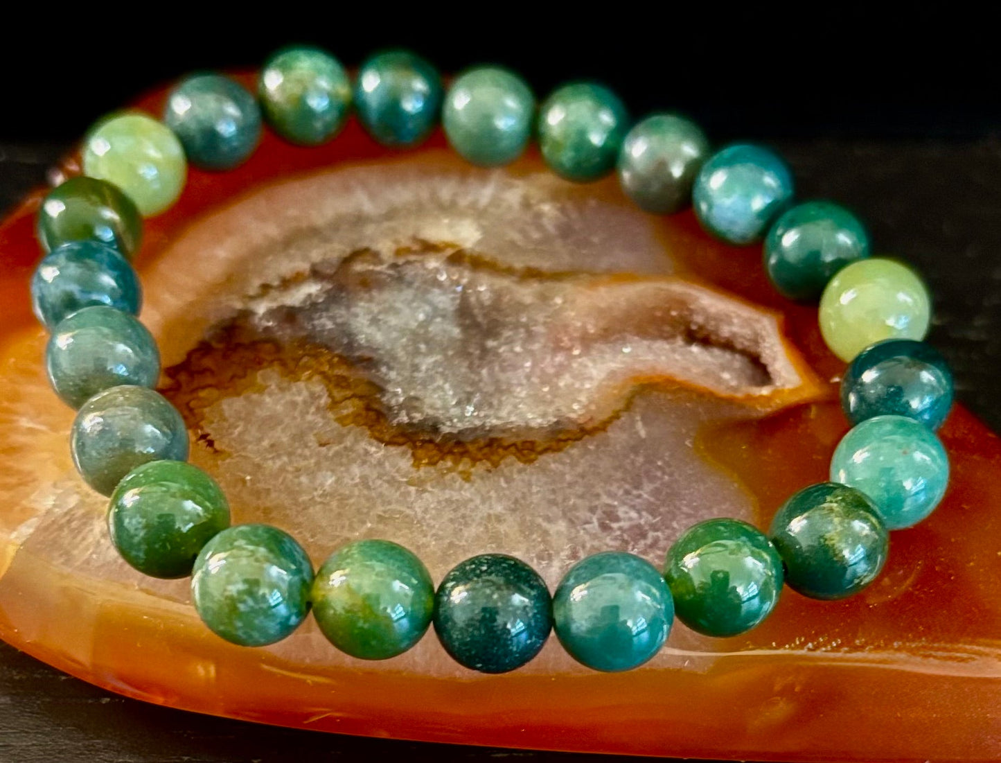 Natural Moss Agate Bracelet – Grounding, Growth & Calm
