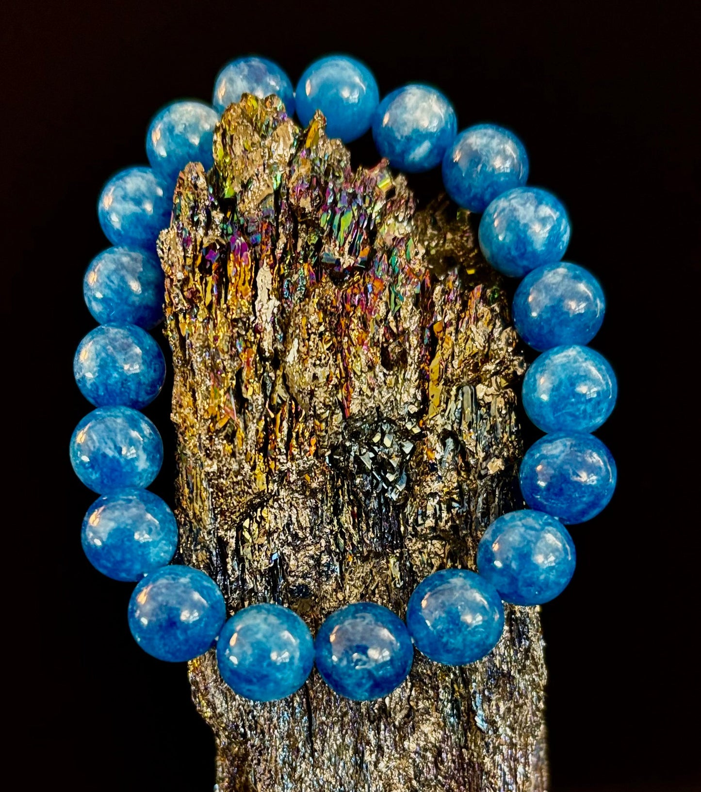 Blue Apatite Beads Bracelet - Enhance Creativity