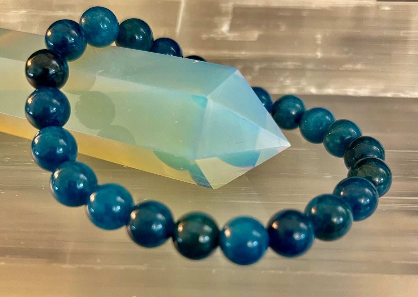 Blue Apatite Beads Bracelet - Enhance Creativity