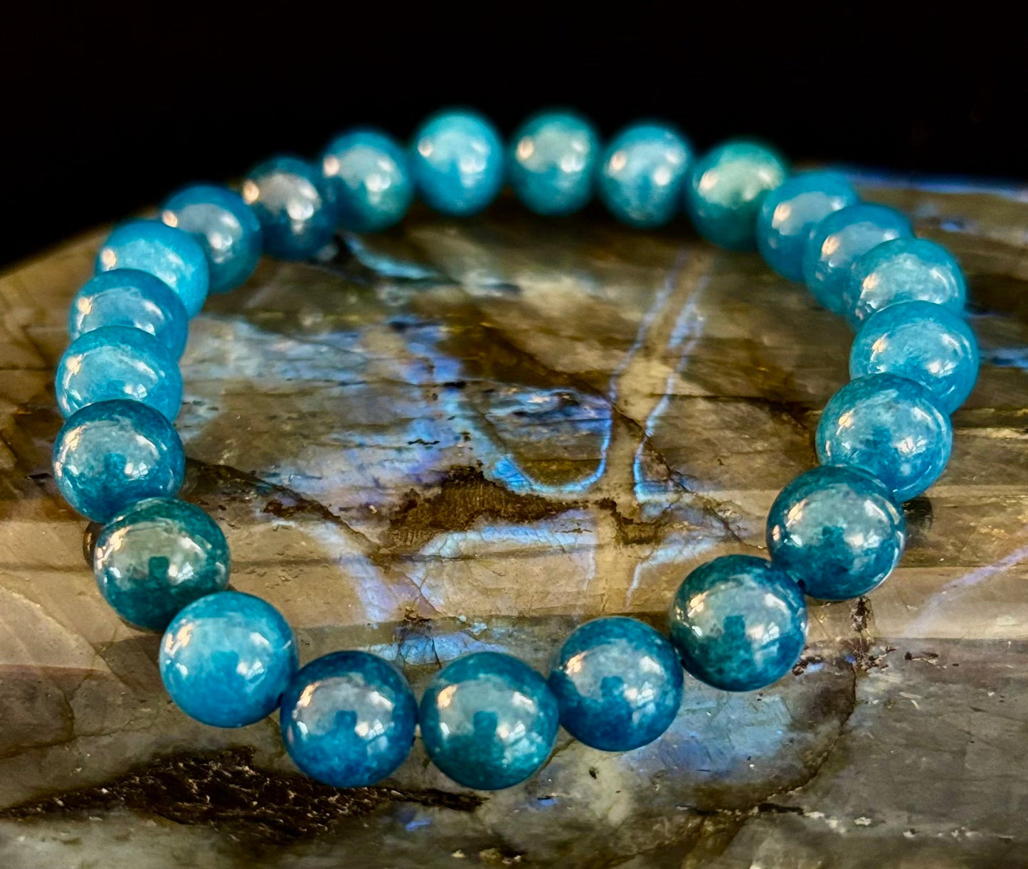 Blue Apatite Beads Bracelet - Enhance Creativity