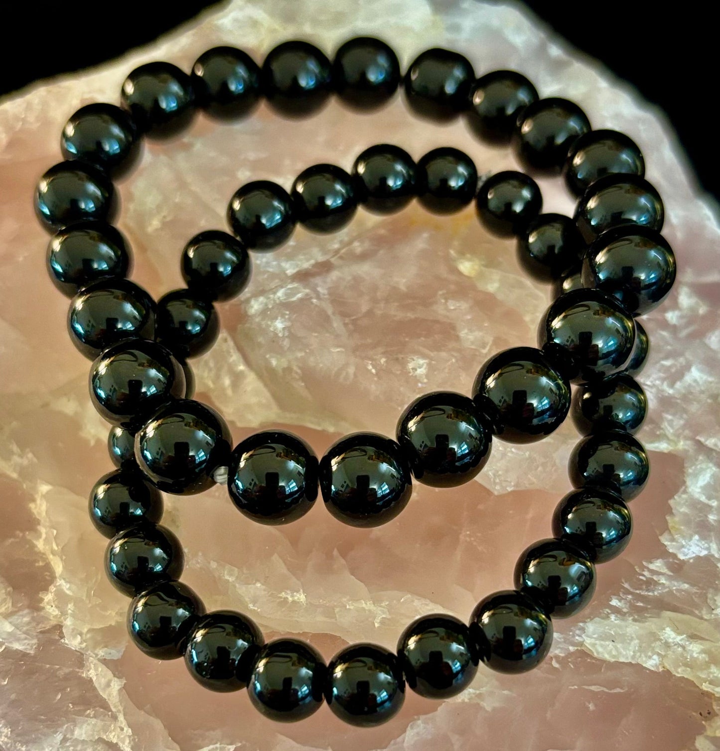 Natural Shungite Bead Bracelet – 8mm Beads | EMF Protection & Purification | Unisex – Made in Russia