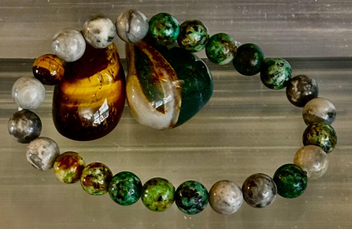 Tranquil Power Bracelet – African Turquoise, Tiger Eye & Map Stone