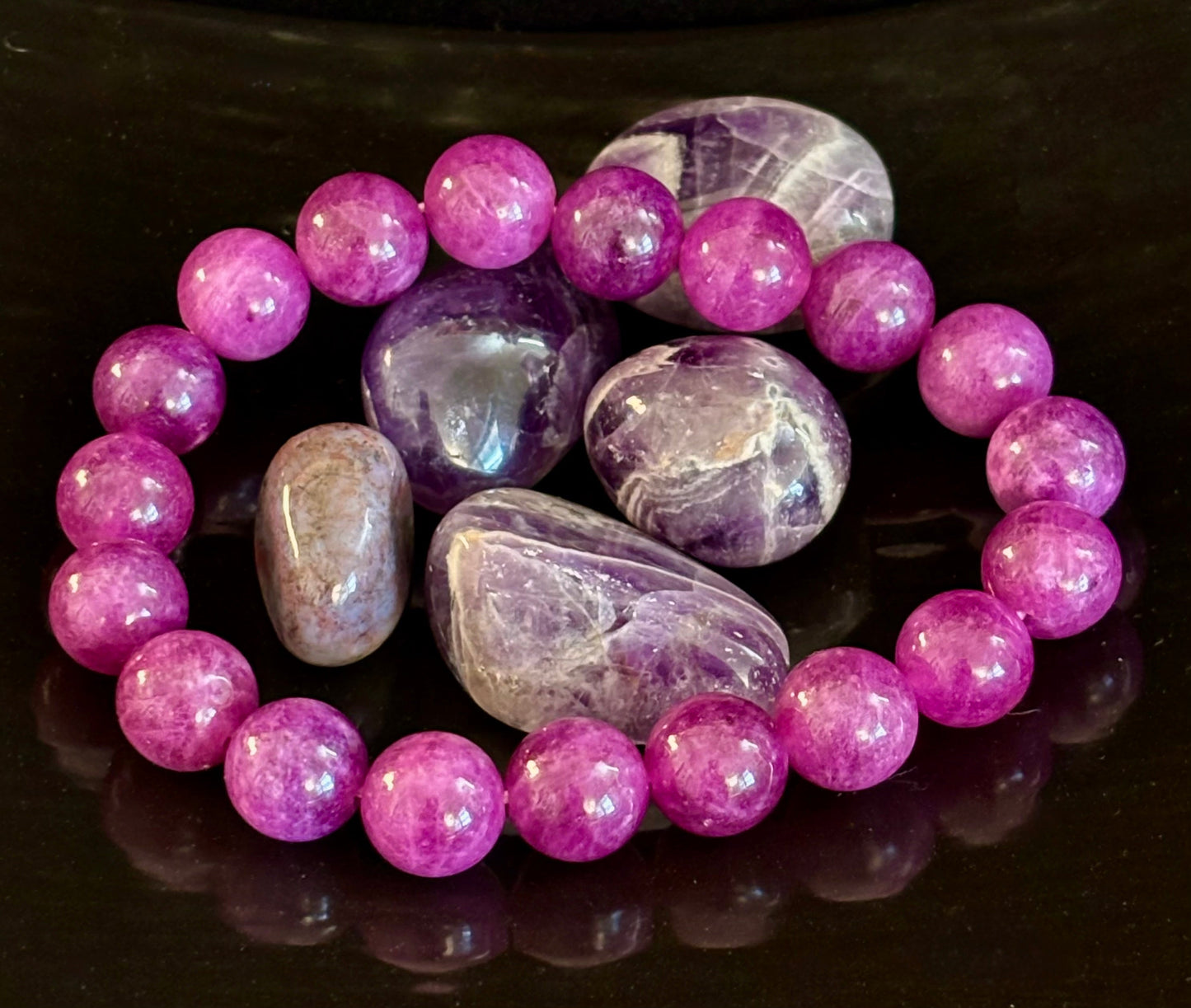 Natural Spodumene (Kunzite) Stone Bead Bracelet
