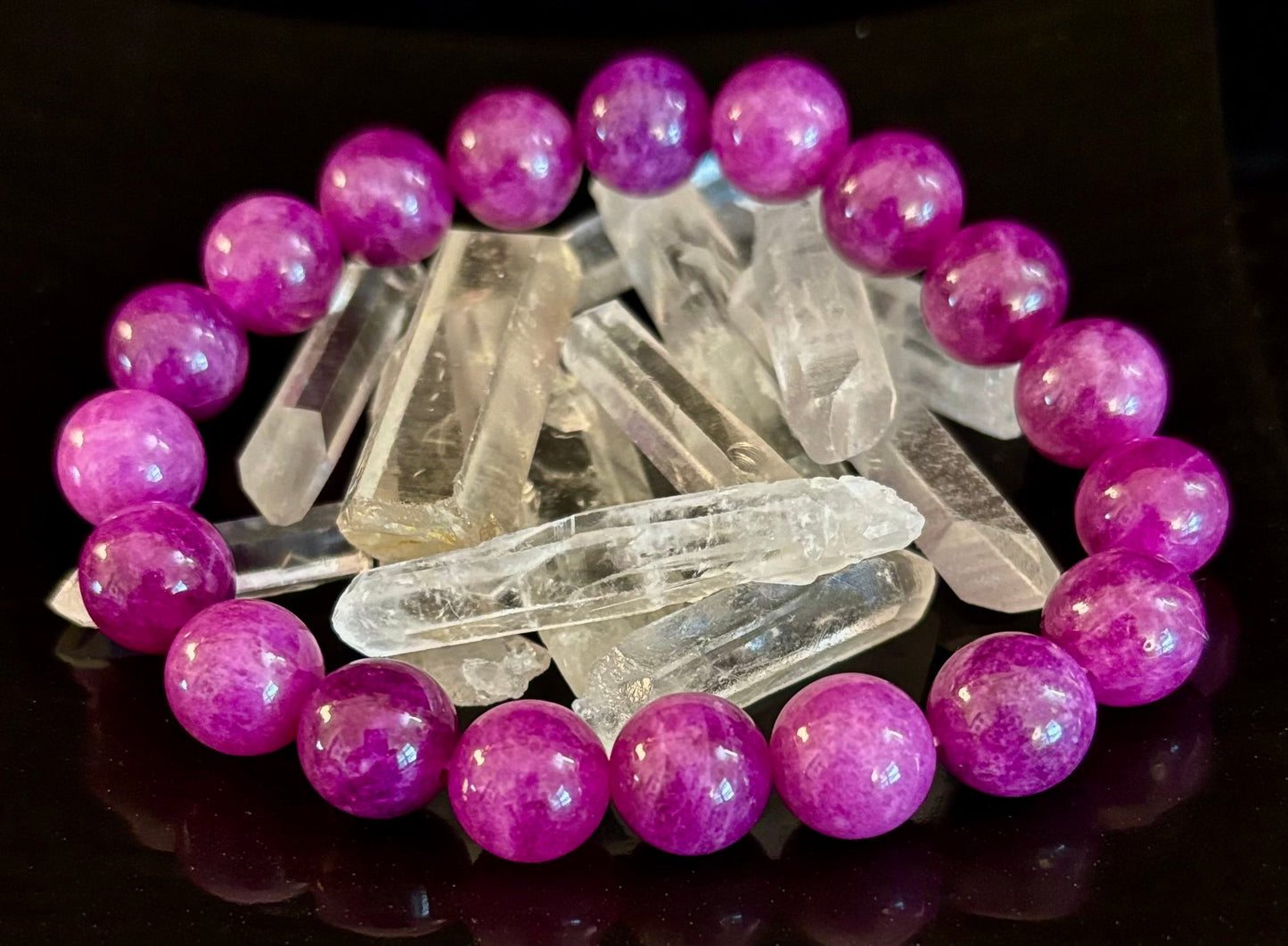 Natural Spodumene (Kunzite) Stone Bead Bracelet