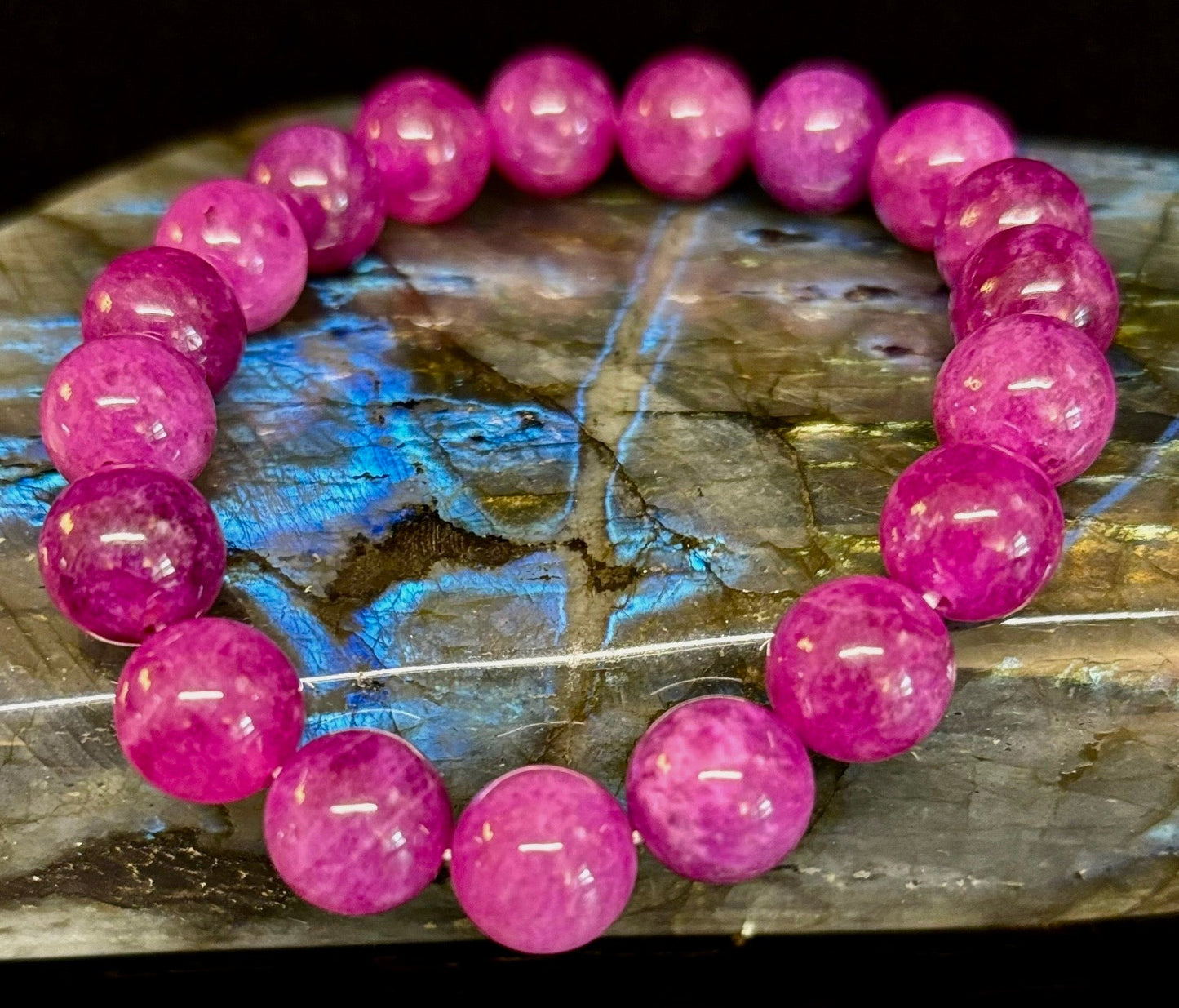 Natural Spodumene (Kunzite) Stone Bead Bracelet